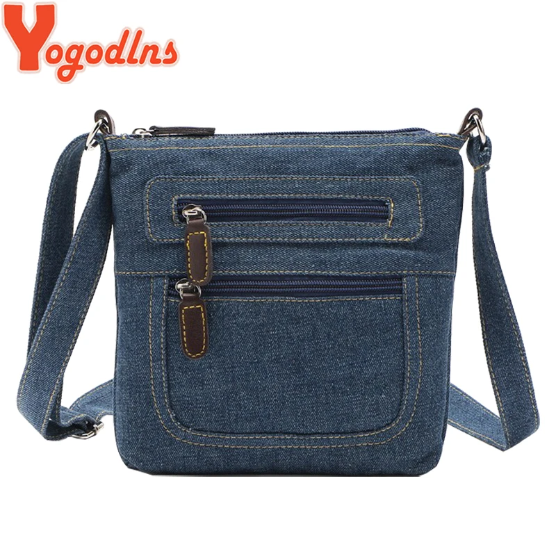 Yogodlns Fashion blue denim shoulder bags women handbag classical