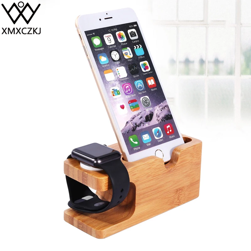 Деревянная зарядная станция XMXCZKJ Bambboo для iPhone X 8 док подставка Apple Watch держатель
