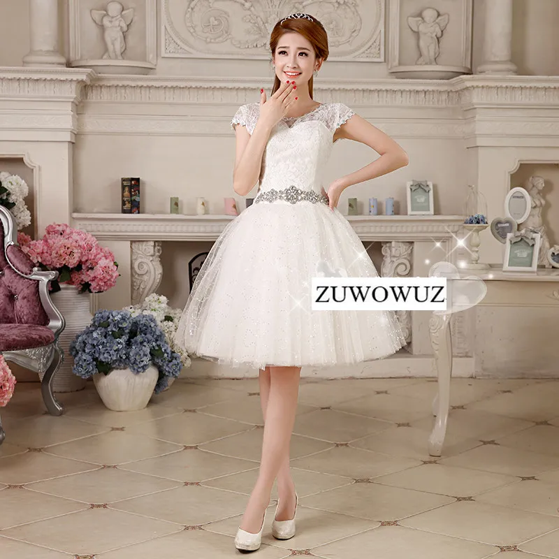 2017 New Plus Size Short Wedding Dress Bridal Ball Gown Simple