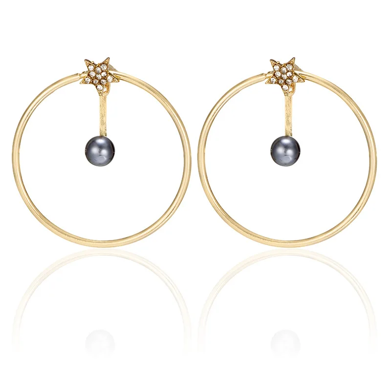 Новые большие круглые серьги для Для женщин модные золотые Цвет Jewelry Мода ретро большие круглые серьги звезда