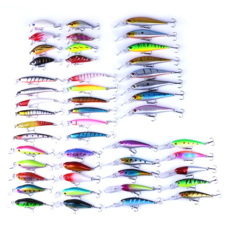

New 48pcs/lot Lure Fishing Tackle pesca Fishing Lures Mixed 5 Model Minnow Lure Artificial Quality Professional Crankbait