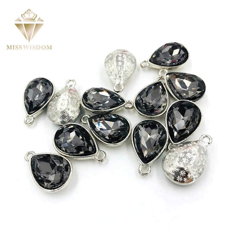 

7X10/10X14/13X18 mm Gray sew on rhinestones teardrop alloy single hole glass pendant diy jewelry/earrings/ornaments accessories