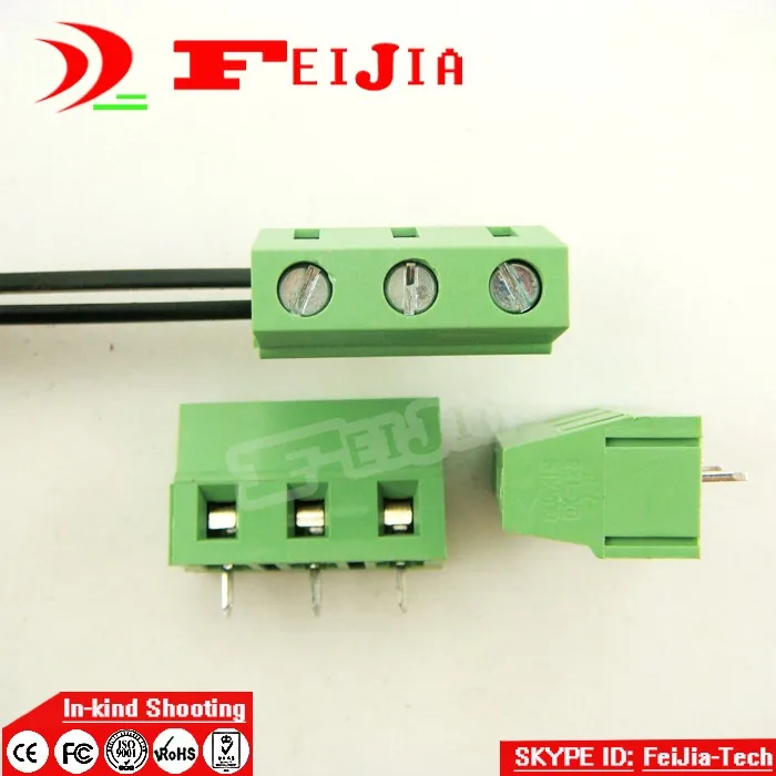 

Free Shipping 20PCS 128-7.5-3P Screw 3Pin 5.0mm Straight Pin PCB Screw Terminal Block Connector(300V/10A)