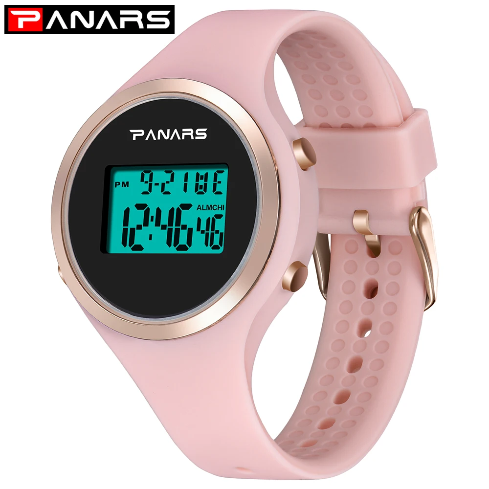 

PANARS Relogio Feiminino Digital Waterproof Electronic Sports Watch For Women Fitness Rubber silica gelwatch Lady LED Candy Pin