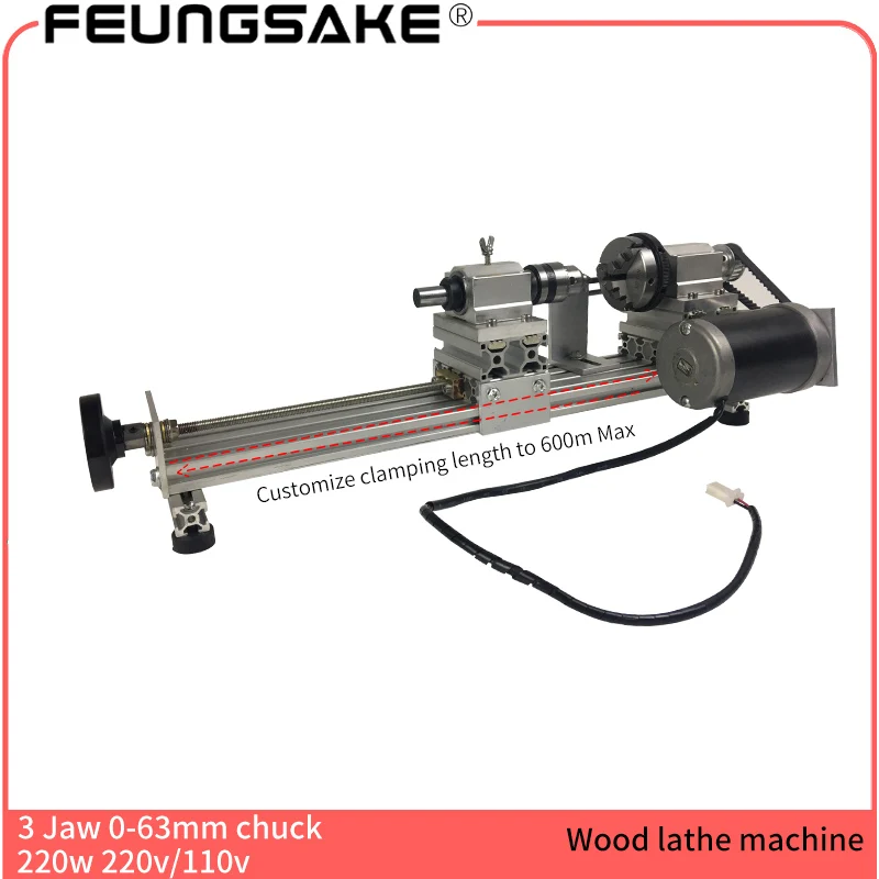 

3 jaw 63mm chuck 220w spindle Mini Lathe Beads Machine Polisher,circle wood 4 claws customize clamp length,DIY Wood Lathe Cutter