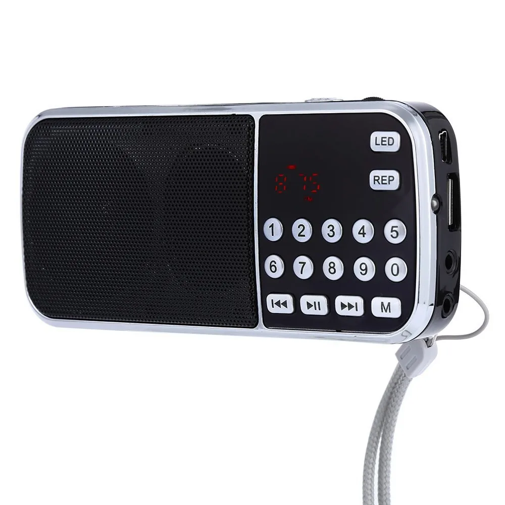 L-088 Портативный FM радио Динамик цифровой стерео мини-музыкальный плеер с карты памяти USB AUX Вход Звук Коробка с фонариком