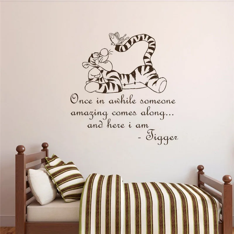Виниловые наклейки на стену с изображением Винни-Пуха тигра, цитаты, настенные наклейки для детской комнаты, детской комнаты, спальни, Декорации для детского дома, плакат W030