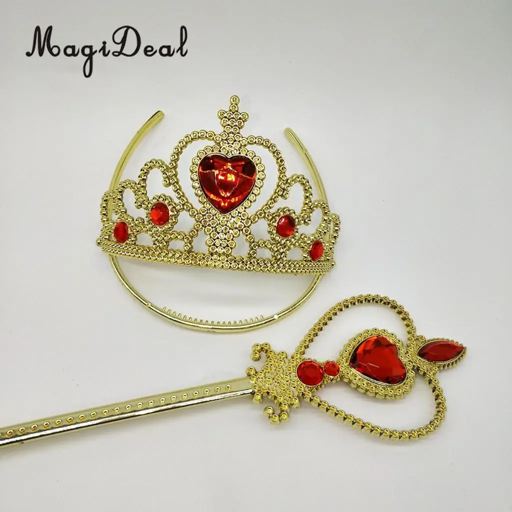 Princess Belle Dress Costume Accessory Glove Wand Tiara Jewerly Set Yellow/Blue/Pink/Purple