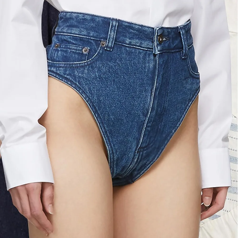 Для женщин отверстия пикантные Высокая талия на молнии джинсовые узкие Fit мини джинсовые шорты