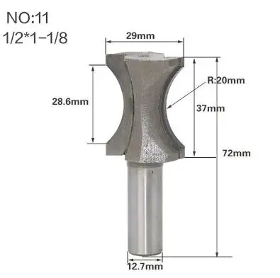 1 шт. 1/" 1/4" хвостовик вогнутый радиус фрезы Карбид Вольфрама круглый Пазовая коробка фрезы для дерева фрезы - Длина режущей кромки: NO 11