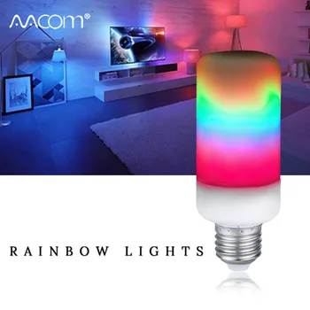 

Ampoule LED E27 Flame lamp 85-265V 5W 7W 9W Colorful Dynamic Flame Effect LED Bulb 3 Modes Rainbow Light For Holiday Party Decor
