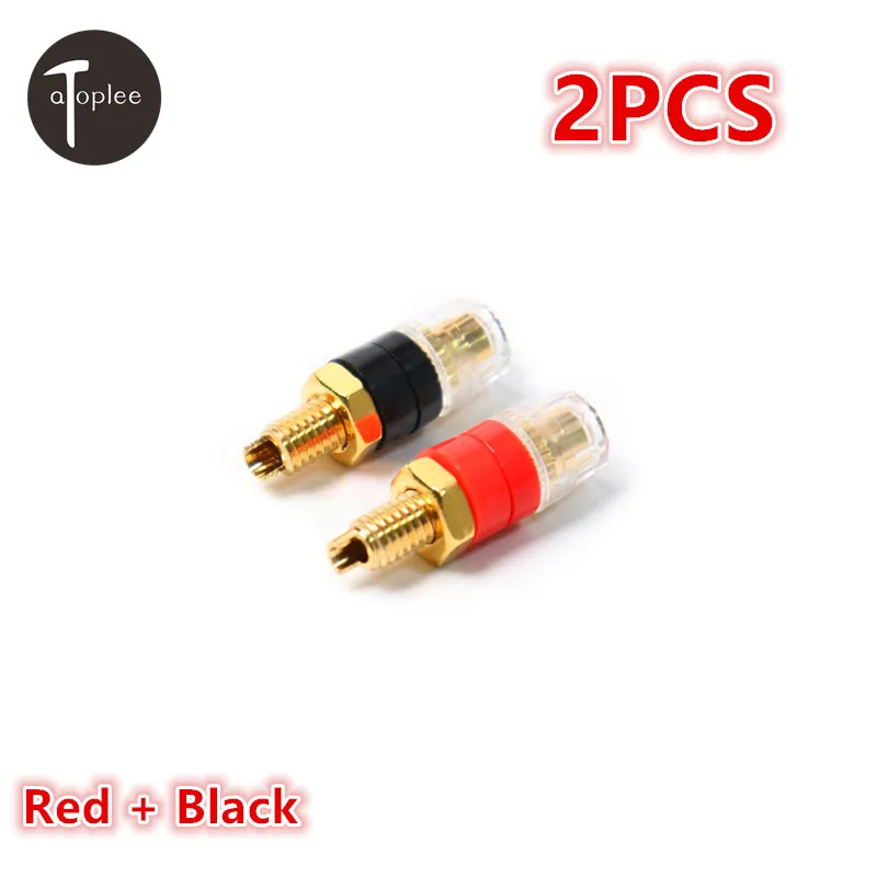 2PCS Red+Black Amplifier Speaker Cable Banana Connector 30mm Spade