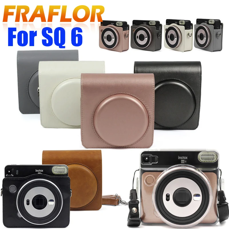 

PU Leather/Crystal Case PVC Transparent Case Cover Set For Fuji Fujifilm Instax SQ 6 Fuji SQ6 Digital Camera Bag Case With Strap