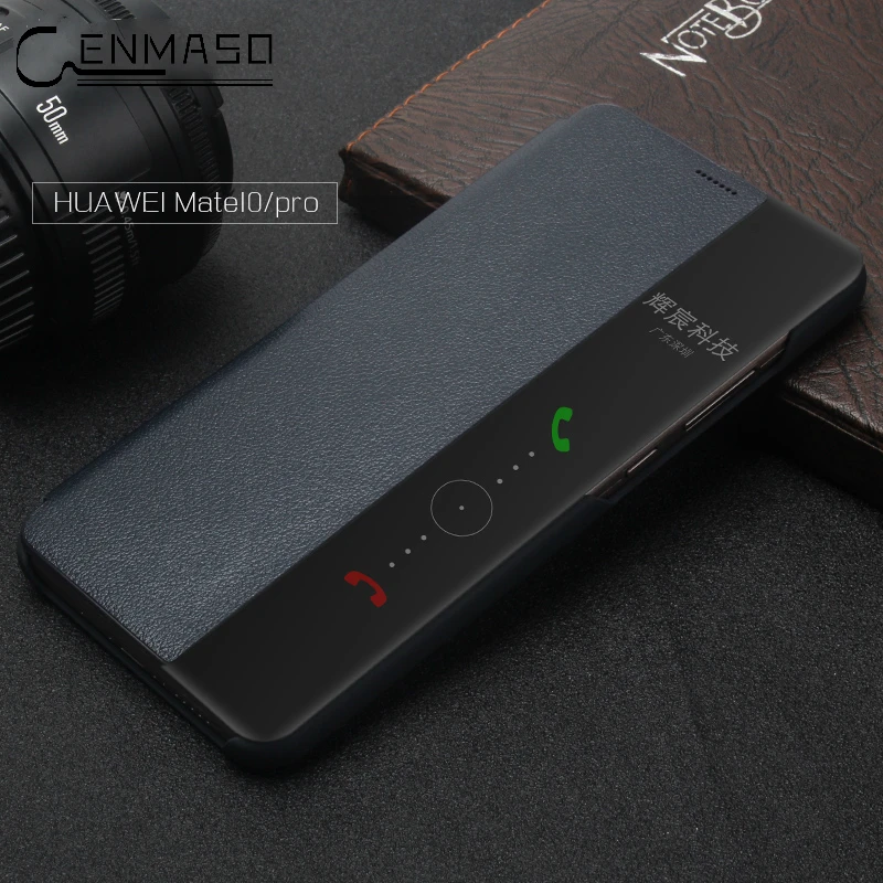 

For HUAWEI MATE 10 Pro Case Genuine Leather CENMASO Official Smart View Window For Huawei Mate 10 Pro Cover