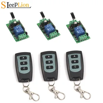

Sleeplion Home DC 12V 1CH Channel Wireless RF Waterproof Remote Control Switch 3-key Transmitter+3 Receiver 12V Module Adapter