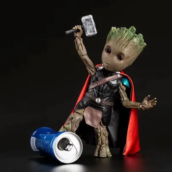 

26cm Guardians of The Galaxy Cute Baby Marvel Tree Man Groot Cos Thor God of Thunder Action Figure Toys For Children Gift