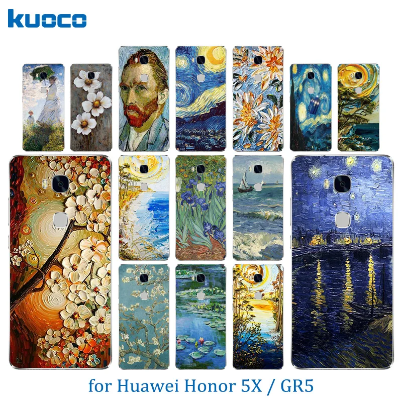 For Huawei Honor 5X Case Soft TPU Cover Van Gogh Pattern GR5 KIW-TL00 Silicone Protective Phone |