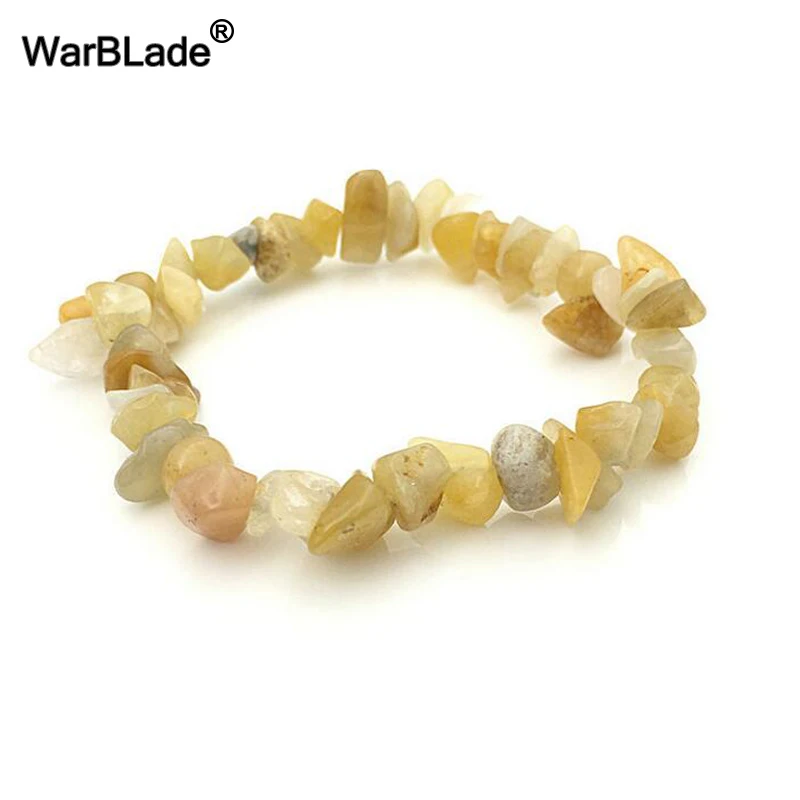 Pulseira Natural Gem Stone para Mulheres, Cristal Irregular, Esticar Contas Chip, Pulseiras Nuggets, Pulseiras, Pulseira de Quartzo, 35 Cores