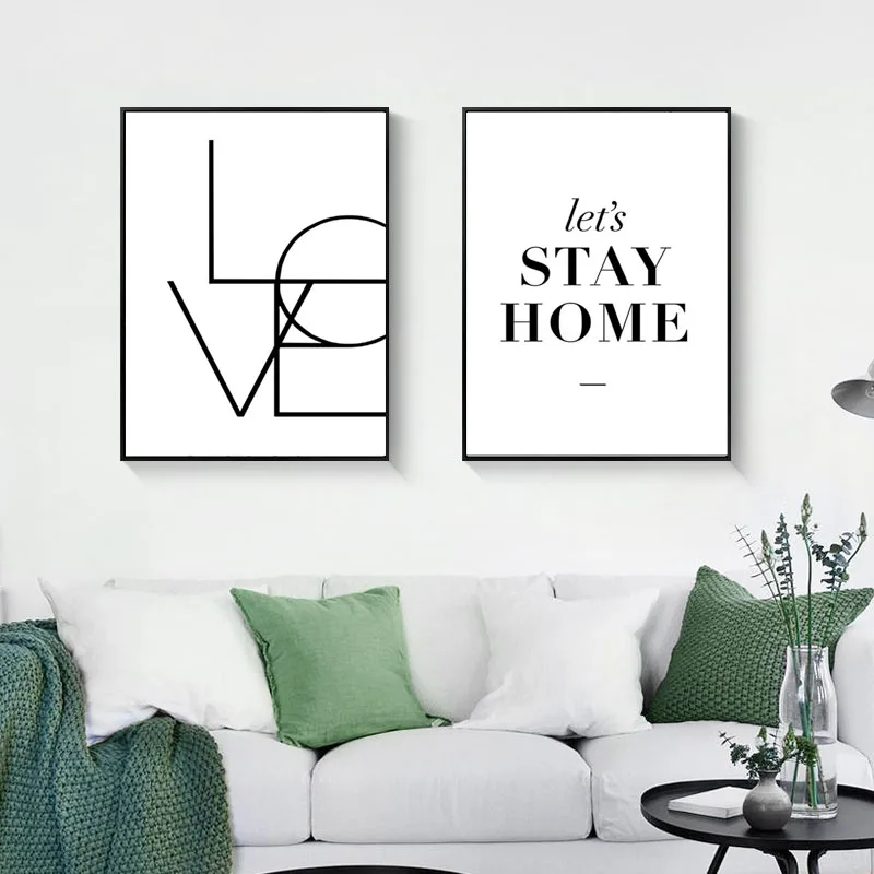 

Modern Stay Home Love Text and Quote Canvas Art Painting Living Room Posters and Prints Wall Decorative Pictures Home Decor