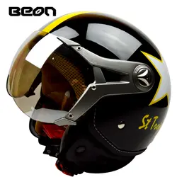 BEON мотоцикл шлем, закрывающий половину лица очки козырек Винтаж мотоциклетный шлем Capacete мотоциклы электронные велосипедные шлемы