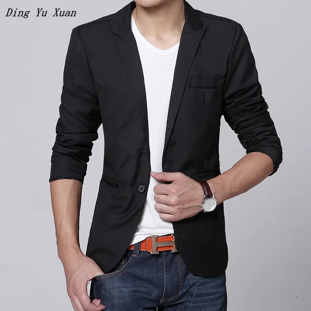 Korean Style Mens Casual Blazer Men Autumn Slim Fit Dress Suit Jacket for Men Pink Black Blue Grey Burgundy Formal Blazer Hombre