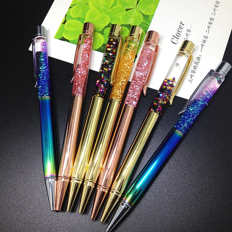 

5pcs /lot Colorful Crystal Ballpoint Pen Metal Pen office and school supplies Novelty as Bussiness Luxury Gift
