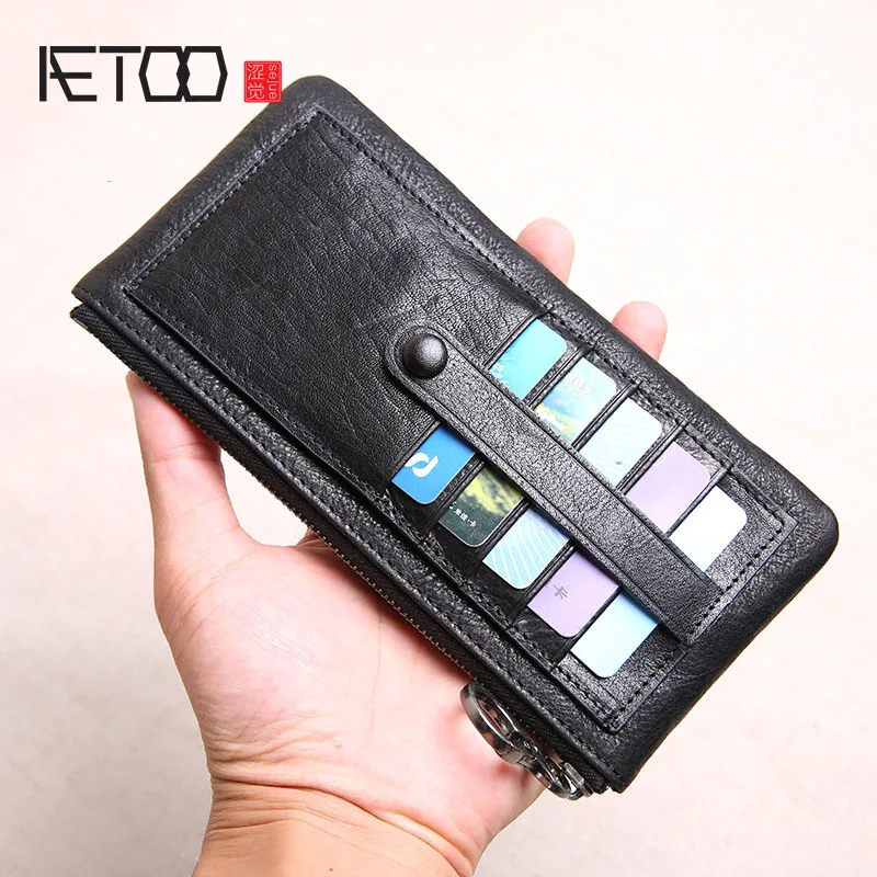 Ultra Erste Flut dünne Schwarzes Jugend Schicht Leder Karte Einfache Brieftasche Bjyl Lange Handtasche Kleine Zipper Persönlichkeit Paket brown Männer AzgIxTBqw
