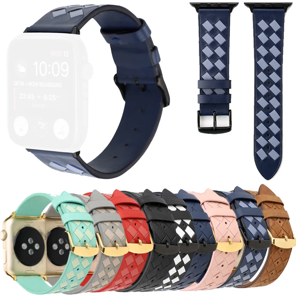 Премиум мягкий кожаный сетчатый спортивный сменный Браслет для Apple Watch 4321 38/40 мм 42/44 мм