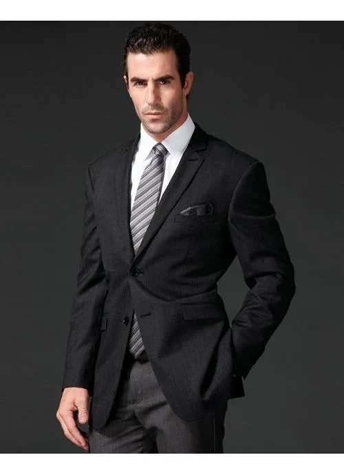 

Custom Design Slim Fit charcoal Two Buttons Notch Lapel Groom Tuxedos Men Suits Man Business Suit( jacket+Pants+tie)