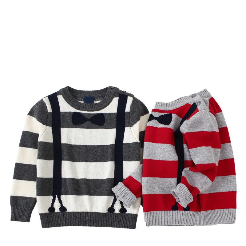 Baby Boy Sweaters Casual Striped Knitted Sweater Kids Cotton Fashion Bow Outwear Infant Coat