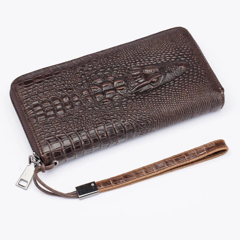

Genuine Leather Men Wallets Crocodile Pattern Business Coin Pocket Long Male Purse Retro High Quality Card Holder Men Purse