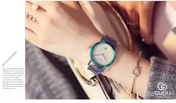 Превосходное качество, женские часы! Роскошные модные часы-браслет с кристаллами, Женская Радужная лента, нарядные часы, женские цветные наручные часы