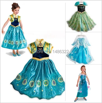 

2019 Summer baby Girl Elsa Anna Dress for Party kids clothes Short Sleeve Princess Dresses girl Clothing Snow Queen Dressy