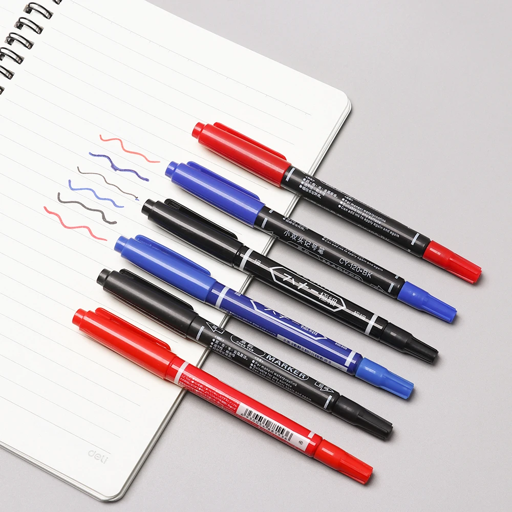 

10Pcs/Pack Permanent Paint Marker Pen Twin Tips Doubled Headed Hook Line Art Pen Stationery Supplies Quick-drying Marker Pen