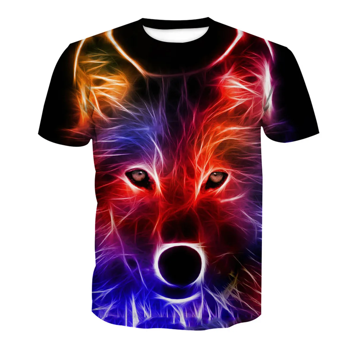 Black Tee Digital Wolf Workout Summer T shirt 3d T Shirt Printed