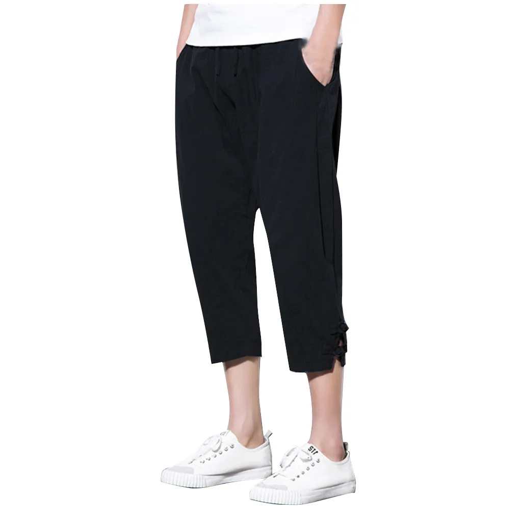 B Новые мужские повседневные пляжные брюки Jogger брюки для фитнеса льняные свободные шорты купальники мужские s спортивные штаны для бега - Color: B
