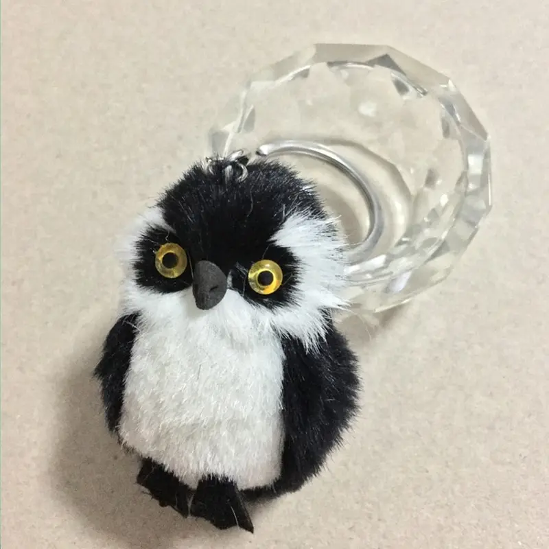 

New Fashion Cute Owl Plush Toy Key Chain Ring Faux Rex Rabbit Fur Keychain Woman Bag Charms Man Car Keyring Wedding Party Gift
