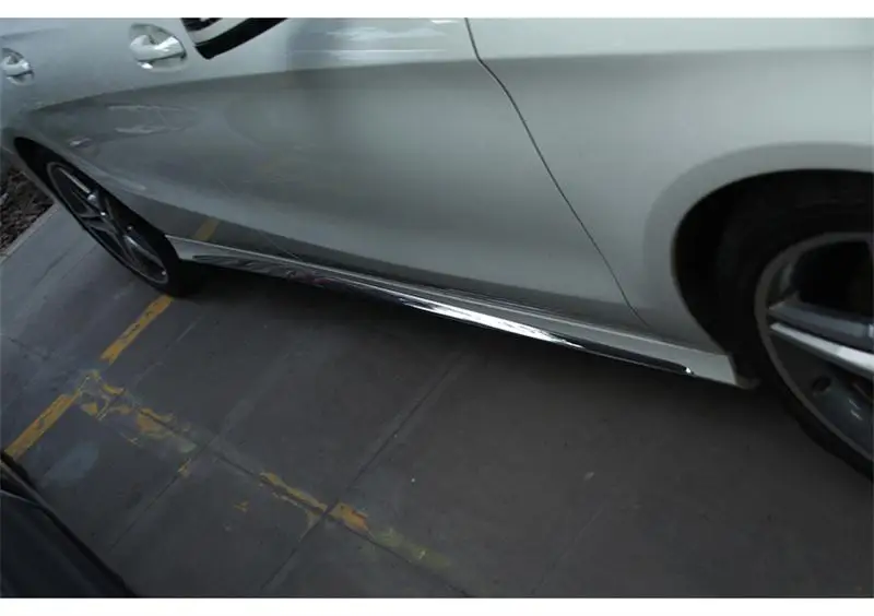 Автомобильный Стайлинг Авто Боковая юбка автомобиля из нержавеющей стали наклейка боковой части тела декоративная отделка дверей для Mercedes Benz C Class W205