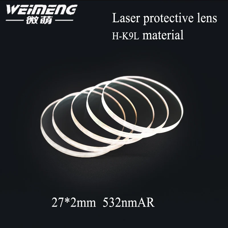 Weimeng горячая распродажа высокое качество K9 Материал 27*2 мм 532 nmar Plano Лазерная Защитная стеклянная пленочная линза протектор для резки машины