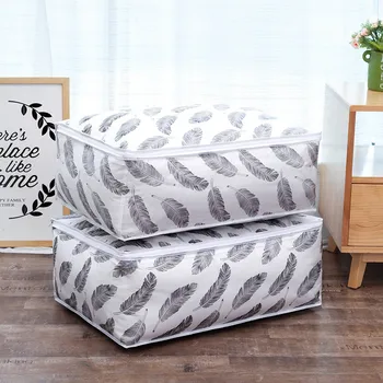

Quilt Storage Bag Feather Shape Home Clothes Quilt Pillow Blanket Storage Bag Travel Luggage Organizer Bag Clothing Wardrobe