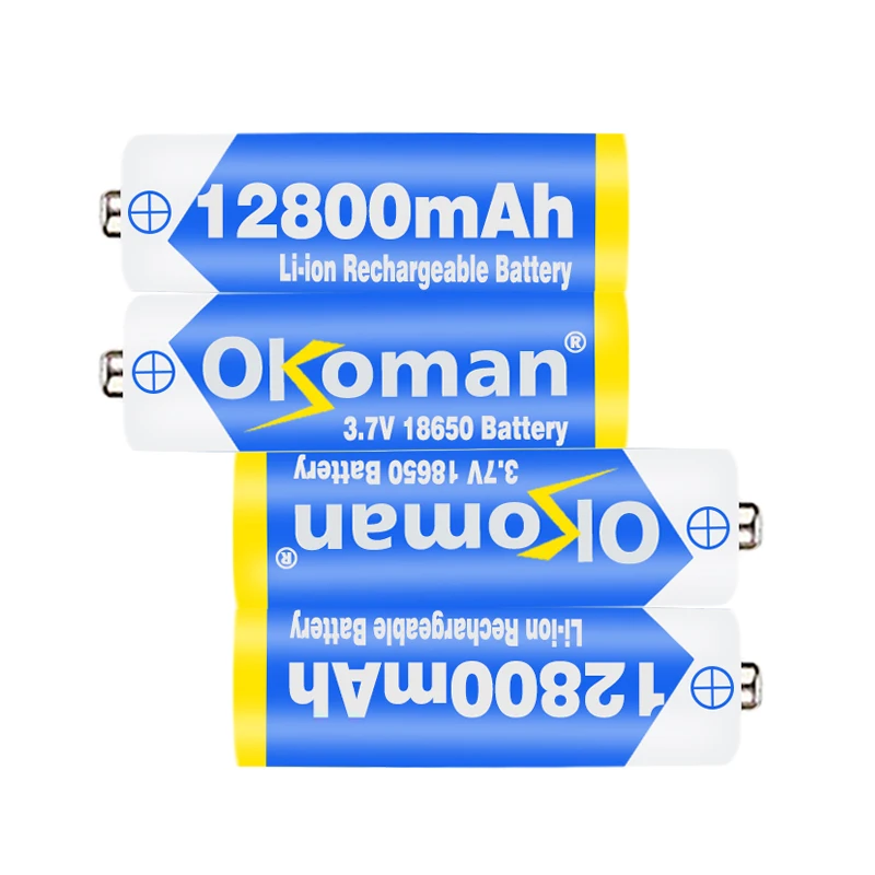 Okoman 18650 аккумуляторная батарея 3,7 V 18650 12800mAh емкость литий-ионная аккумуляторная батарея для фонарика фонарь батарея