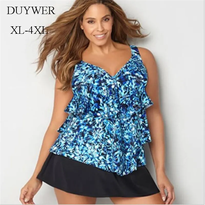 Large Size Curvy Woman One piece Swimsuit Blue Sexy Bikini XL 4XL 3XL