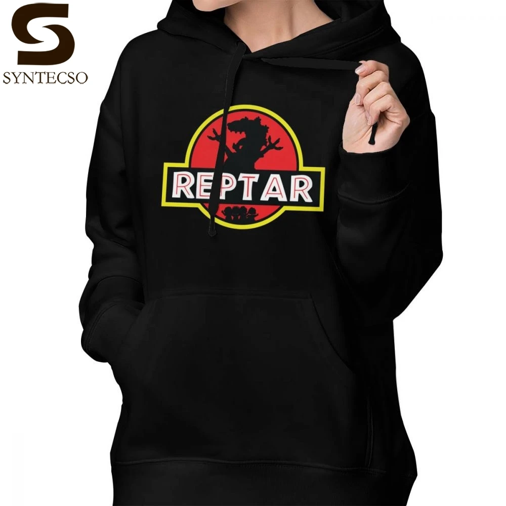 

Reptar Hoodie Jurassic Reptar Hoodies Cotton Streetwear Hoodies Women Long-sleeve Grey Oversized Kawaii Graphic Pullover Hoodie