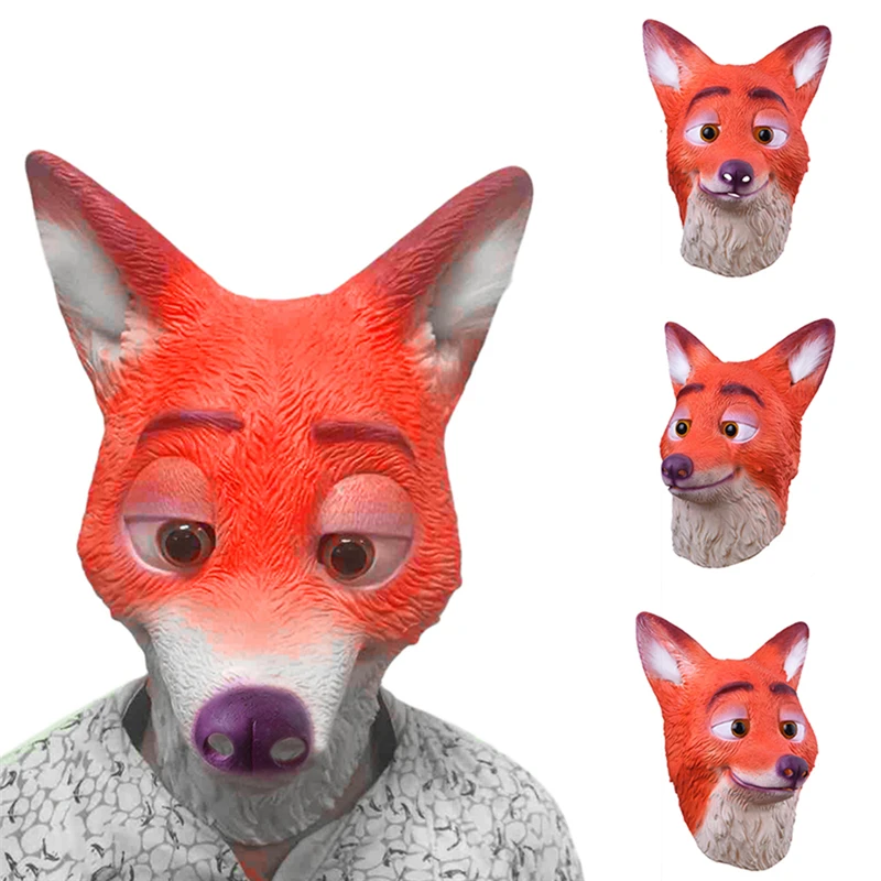 Cute Fox Latex Masks Animal Head Mask for Halloween Masquerade Party