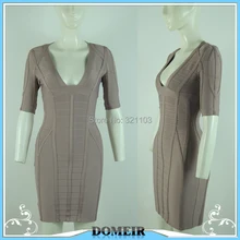 Long sleeves bandage dress 2016 hot pure color tight fitting bodycon dress with long sleeve DM343