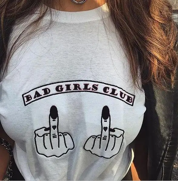 

Bad Girl Club art t shirt women funny aesthetic kawaii grunge graphic Fashion fit casual camisetas tee top tshirt Drop Shipping
