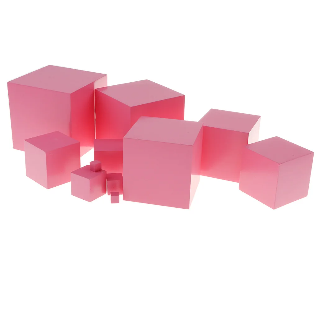 Montessori 10Pcs Wooden Pink Tower Blocks Educational Toys for Baby Toddler