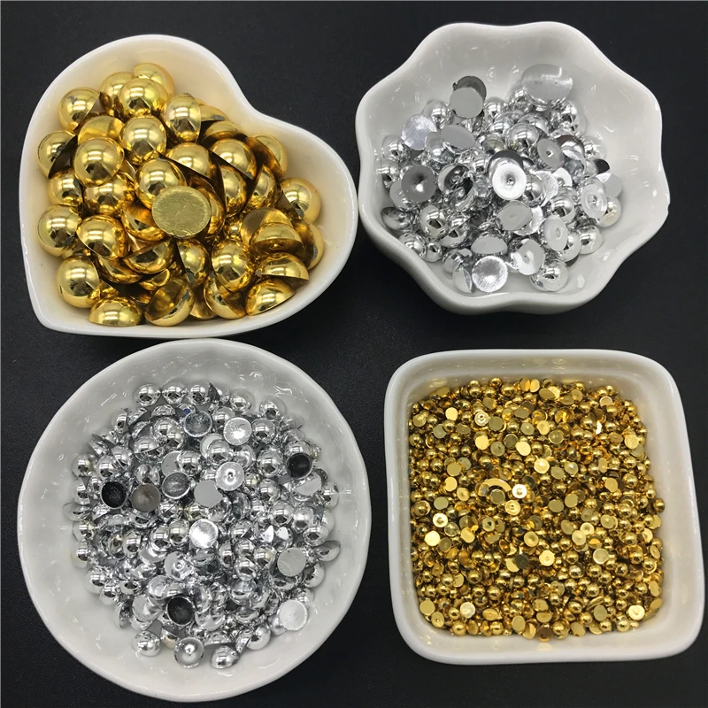 3 4 6 8 10 12mm ABS Half Round Pearl Bead Flat Back Scrapbook Beads For Jewelry Making DIY Phone Case Scrapbook