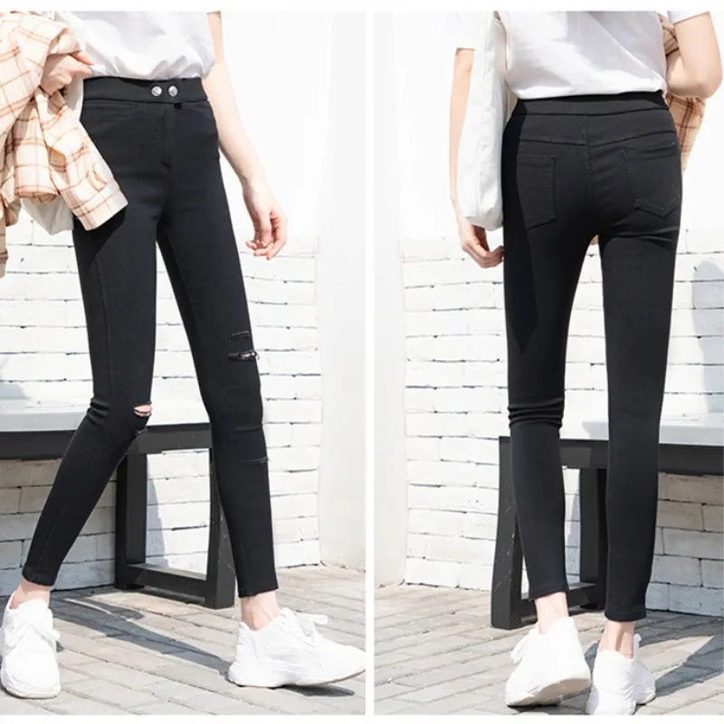 summer women's pants women high waist women pants thin broken hole pencil pants big push size women's trousers pantalones mujer summer women's pants women high waist women pants thin broken hole pencil pants big push size women's trousers pantalones mujer