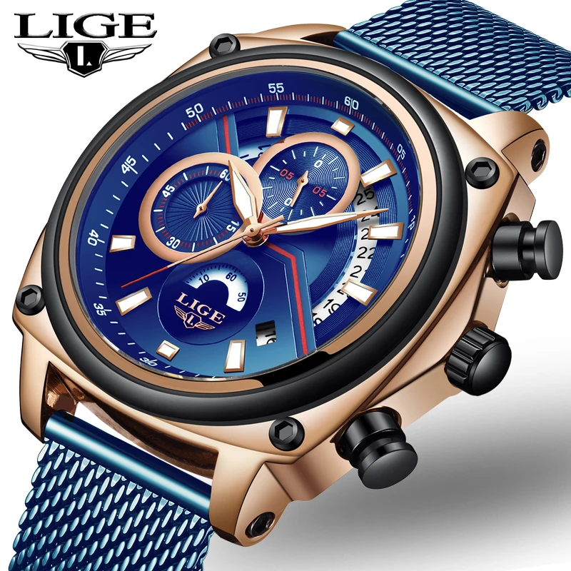 

Relogio 2019 LIGE Mens Watches Top Brand Luxury Casual Blue Clock Male Sport Watch For Men Military Waterproof Quartz Wristwatch